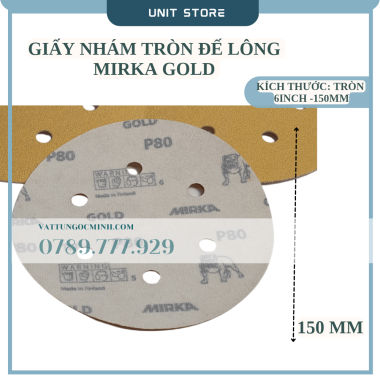 GIẤY NHÁM TRÒN ĐẾ LÔNG MIRKA GOLD 6 INCH - 150mm