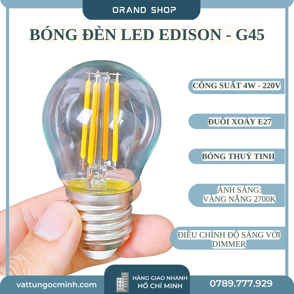 BÓNG ĐÈN LED EDISON G45 4W ĐUI E27